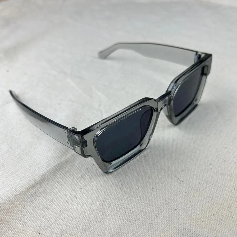 Vintage Y2K surfer style gray squared sunglasses cyber grunge techno